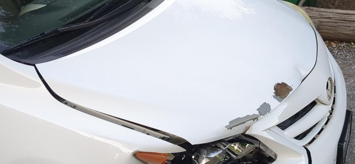 AI-cropped photo of the damaged hood
